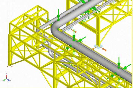 Oil and Gas piping with pipe supports